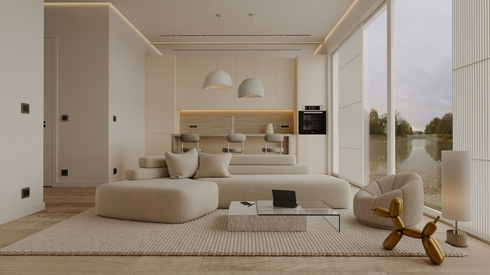 Appartement en pierre rénové aux Chartrons à Bordeaux, cuisine ouverte